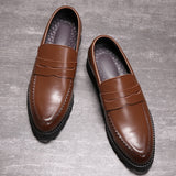 2020 Split Leather Dress Men Shoes Slip-On Leisure Business Wedding Formal Oxfords Shoes For Men