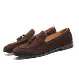 2020 Men Suede Loafers Shoes Tassel Design Business Shoes Men's Flats Big Size 38- 47 Slip On Male Mans Casual Footwear